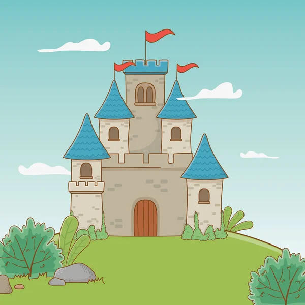 Castillo de diseño de plumas ilustración vectorial. — Vector de stock