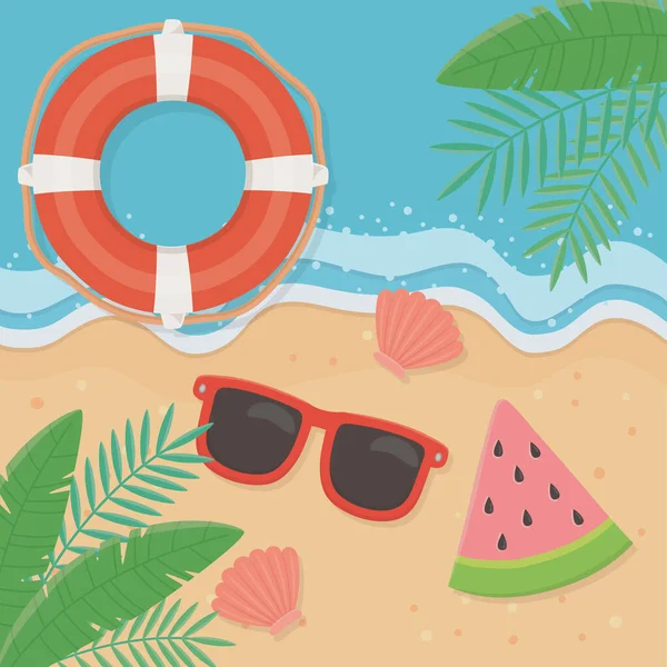 Summer and vacation icon set design — Stock Vector