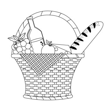 İzole piknik sepeti tasarım vektör