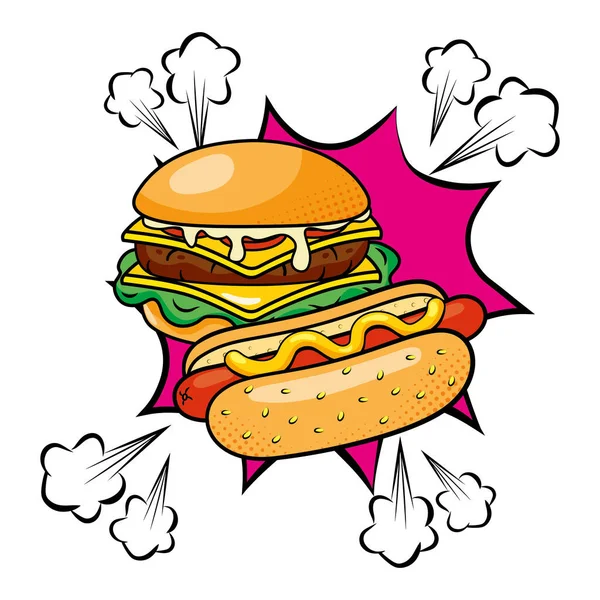 Hamburger és hot dog vektor illusztráció — Stock Vector