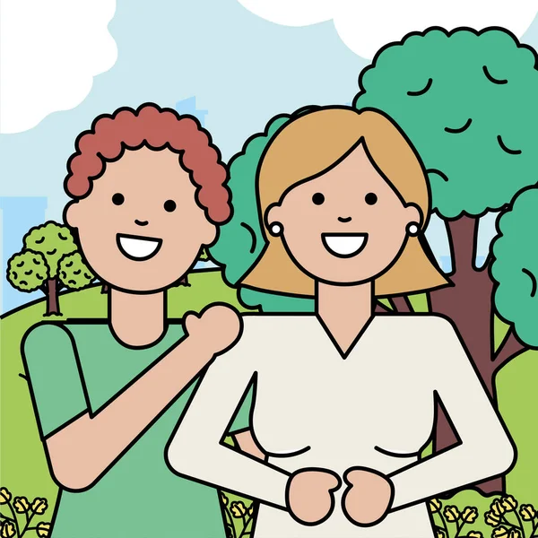 Young lovers couple in the park — Stockvector