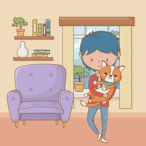 Köpek karikatür tasarımı ile çocuk