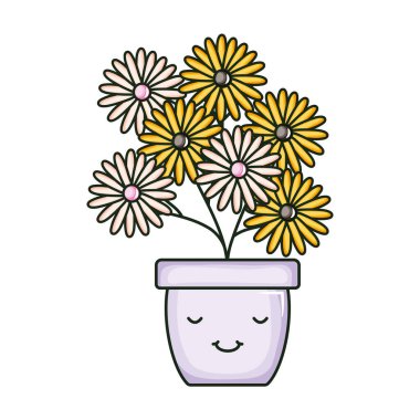 Seramik pot Kawaii karakter çiçekler Bahçe