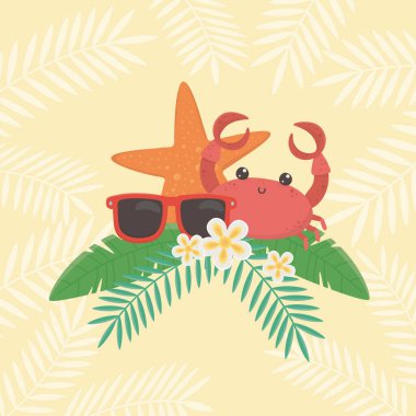 Yaz ve tatil simgesi set tasarım