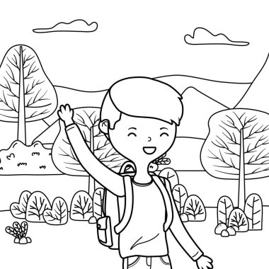 Genç çocuk karikatür tasarım vector Illustrator