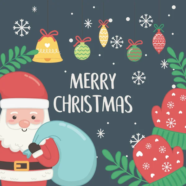 Noel Baba ve topların asılı olduğu Noel kartı.