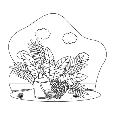 Yaz ve tatil simgesi set tasarım