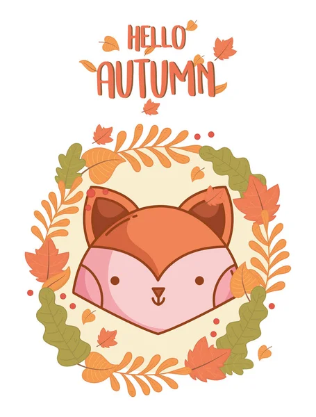 Fox face hello autumn design icon — Stock Vector