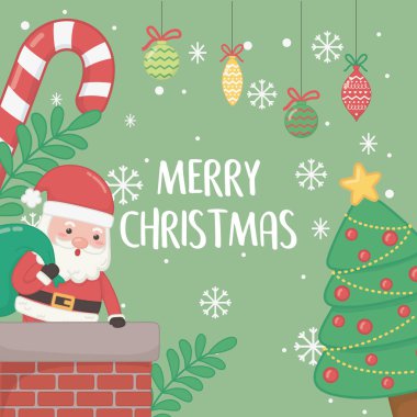 Bacadaki Noel Baba 'yla mutlu noel kartları.