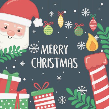 Mutlu noel kartları Noel baba ve hediyelerle