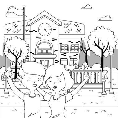 Genç çocuk ve kız karikatür tasarım