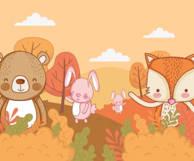 Şirin hayvan yaprakları Merhaba sonbahar