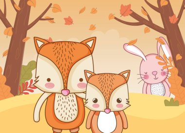 Şirin hayvan yaprakları Merhaba sonbahar