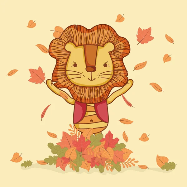 Joli feuillage animal bonjour automne — Image vectorielle