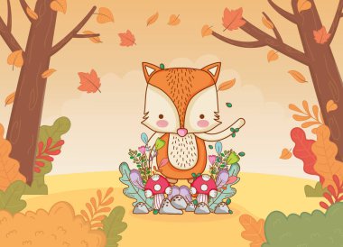 Şirin hayvan yaprakları Merhaba sonbahar