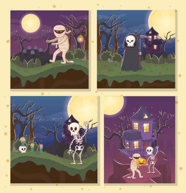 Mumya İskeleti Ölüm Sancakları Cadılar Bayramı