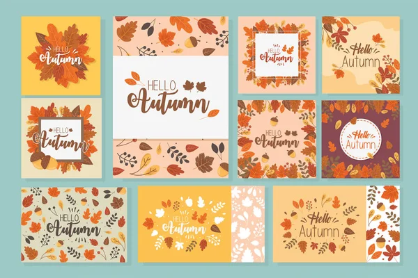 Hello autumn banner season design — Stock Vector