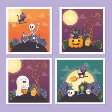 Pankartlar, hayalet kedi balkabağı cadılar bayramı