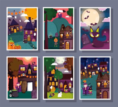 Çerçeve fotoğrafları anıları kutlar Mutlu Cadılar Bayramı şakası ya da ikram