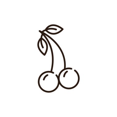 İzole kiraz ikonu çizgisi vektör tasarımı