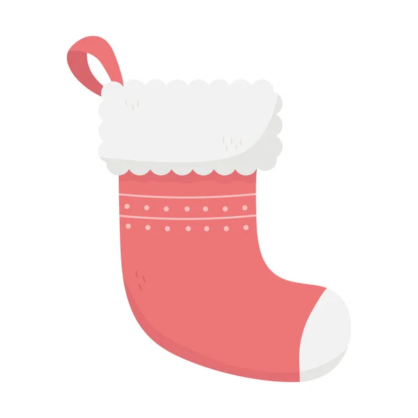 Red sock merry christmas marca — Vector de stock