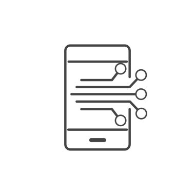 akıllı telefon elektronik devre teknolojisi simge çizgisi tasarımı