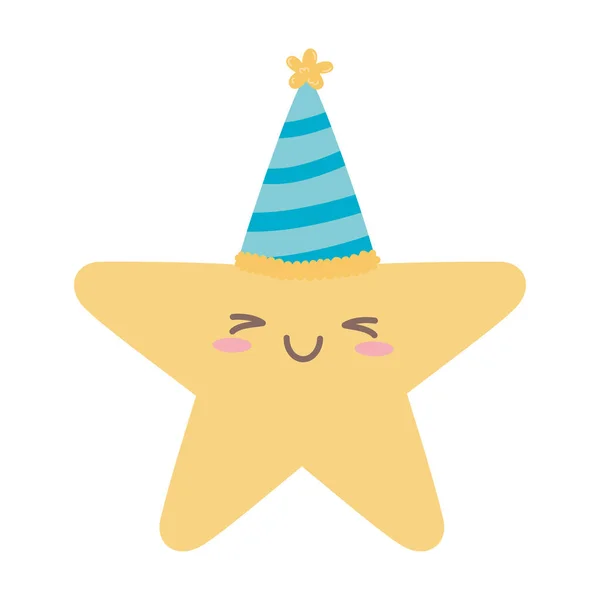 Cartuja estrella con un diseño de icono de cumpleaños feliz. — Archivo Imágenes Vectoriales