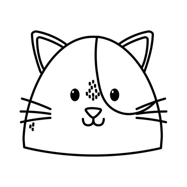 Cute cat face cartoon icon thick line — Stok Vektör