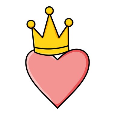 Taçlı pop sanat tarzında kalp aşkı