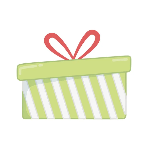 Striped wrapped gift box decoration merry christmas — Vettoriale Stock