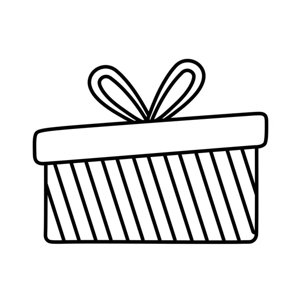 縞模様のギフトボックスの装飾メリークリスマスラインスタイル — ストックベクタ