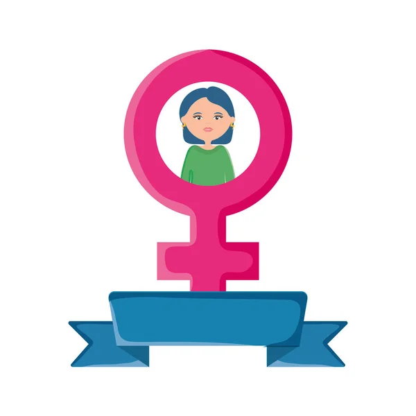 Femme mignonne avec un symbole de genre — Image vectorielle