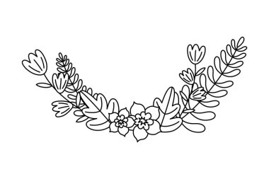 Çiçekler ve yapraklar çelenk vektör tasarımı