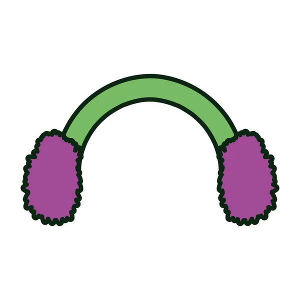 Green and purple ear muffs accessory — Vetor de Stock