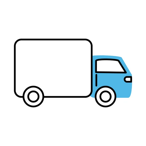 Consegna camion trasporto marketing e e-commerce linea e riempire l'icona di stile — Vettoriale Stock