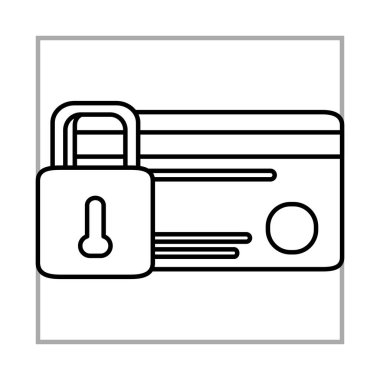 Banka kartı güvenlik mobil pazarlama ve e-ticaret hattı tarzı simge