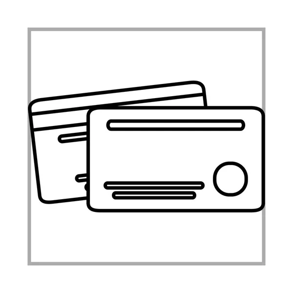 Bankovní karty kreditní nebo debetní peníze mobilní marketing a e-commerce line styl ikony — Stockový vektor