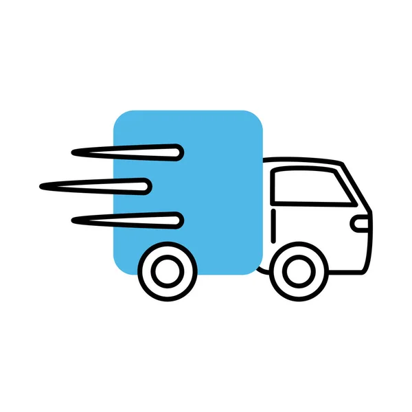 Entrega caminhão velocidade de transporte de marketing móvel e linha de comércio eletrônico e ícone de estilo de preenchimento — Vetor de Stock