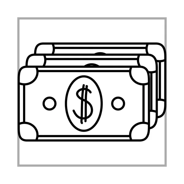 Money banknote mobile marketing and e-commerce line style icon — Stock Vector
