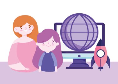 Online eğitim öğretmeni bilgisayar dünyası başlangıç yaratıcılığı