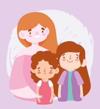 Oğlu ve kızı olan anne karakterleri, aile günü.