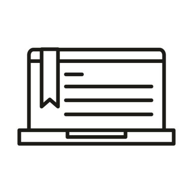 dizüstü bilgisayar bilgisi çevrimiçi eğitim ve gelişim çizgi simgesi