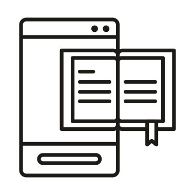 akıllı telefon diploması mezuniyeti çevrimiçi eğitim ve geliştirme elearning line style simgesi