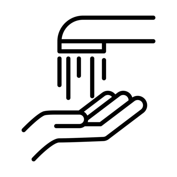 Персональная гигиена рук, водопроводная вода для мытья рук, профилактика заболеваний и икона в стиле линии здравоохранения — стоковый вектор