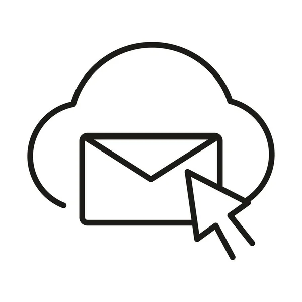 Cloud computing e-mail klik online onderwijs en ontwikkeling elearning lijn stijl pictogram — Stockvector
