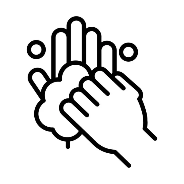 Persoonlijke hand hygiëne, scrub vingers, ziektepreventie en gezondheidszorg lijn stijl pictogram — Stockvector