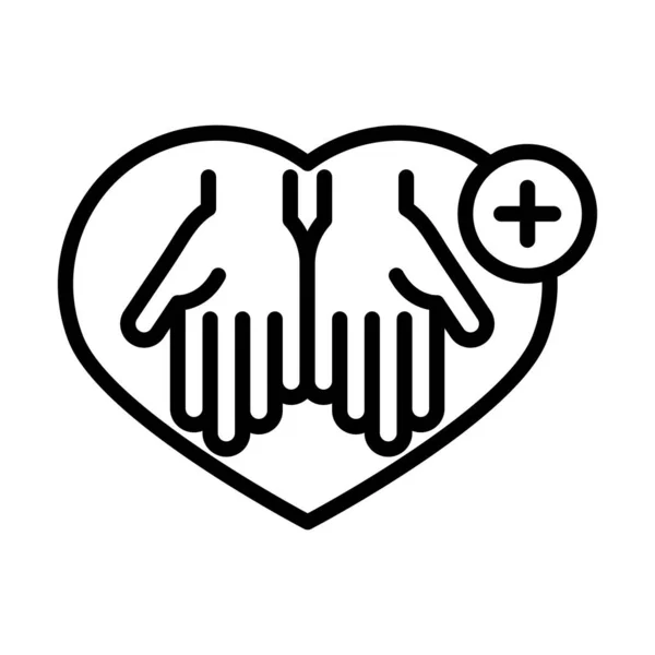 Osobní hygiena rukou, ruce v prevenci srdečních chorob a ikona ve stylu linky zdravotní péče — Stockový vektor