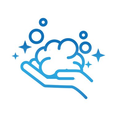 Kişisel el hijyeni, köpüklü el, hastalık önleme ve sağlık hizmetleri gradyan stili simgesi