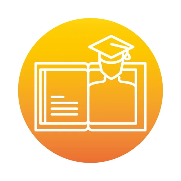 Livro estudante chapéu de formatura educação on-line e desenvolvimento eLearning ícone estilo gradiente — Vetor de Stock