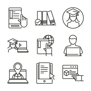 Online eğitim ve geliştirme sınıfı belirleme çizgisi simgesi